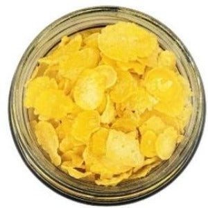 Corn Flakes in a jar with a white background