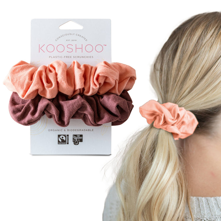 Plastic-free Scrunchies - Coral Rose
